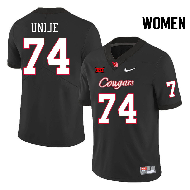 Women #74 Reuben Unije Houston Cougars Big 12 XII College Football Jerseys Stitched-Black - Click Image to Close